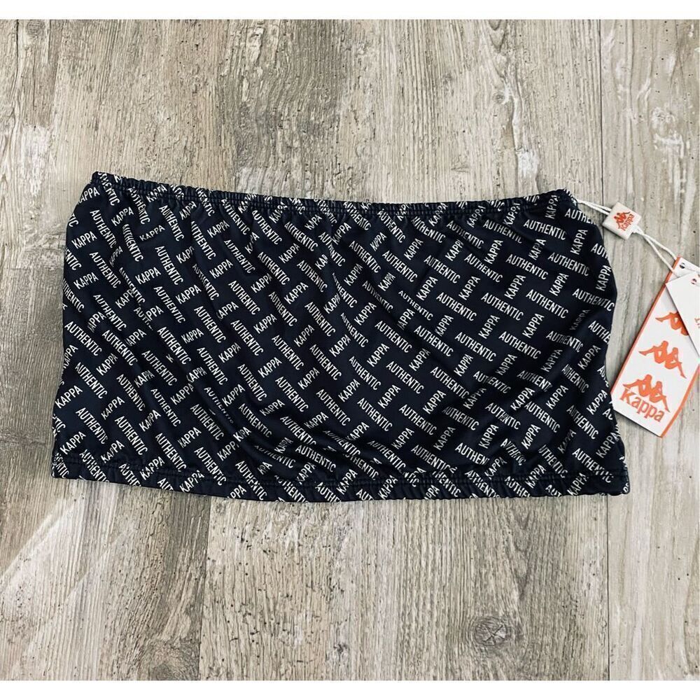 Kappa Black Logo Bandeau Tube Top Sz Large
